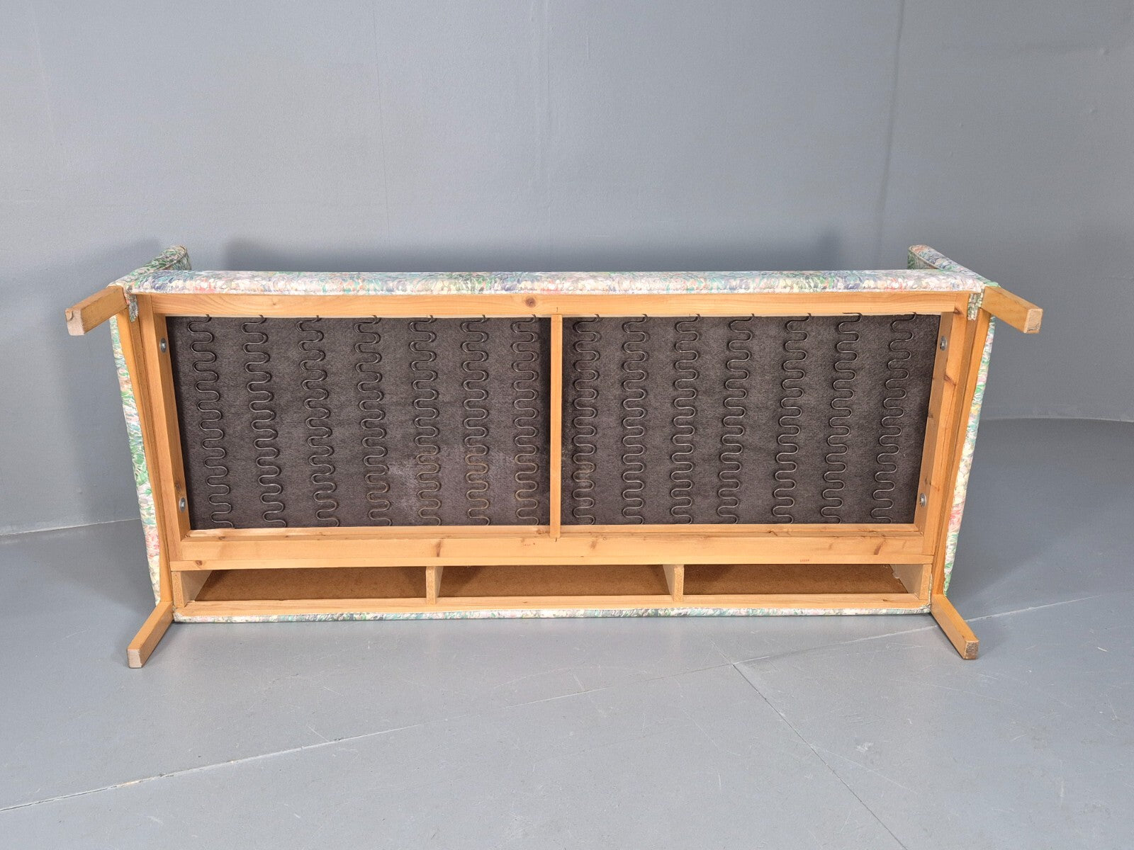 Vintage Two Seater Sofa Danish Mid Century Floral Fabric Beech Legs EB9584 M3SS - UKDK FURNITURE