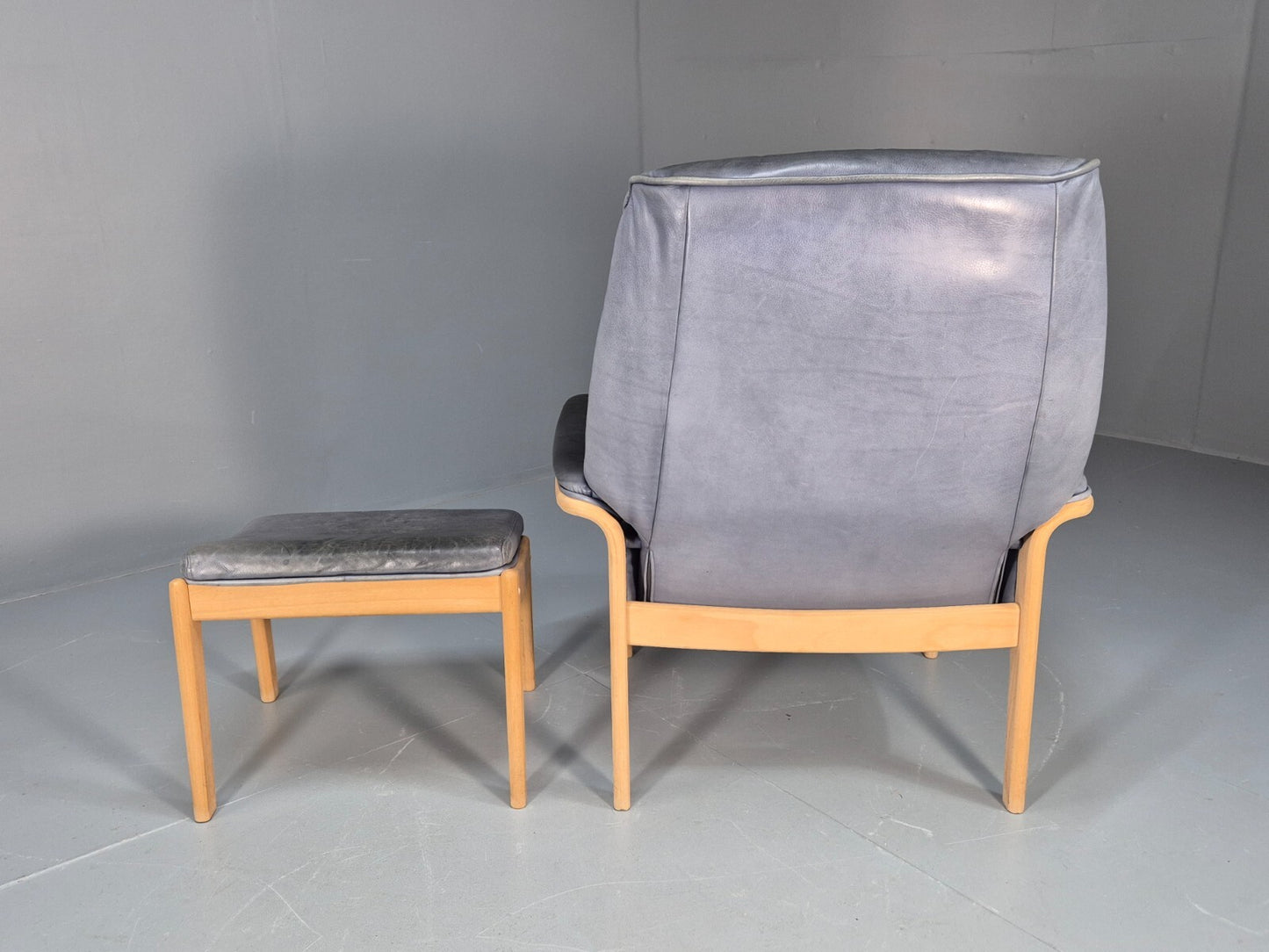 Mogens Hansen Leather Chair and Footstool Vintage Danish Design 1990 EB9270 MNOR - UKDK FURNITURE