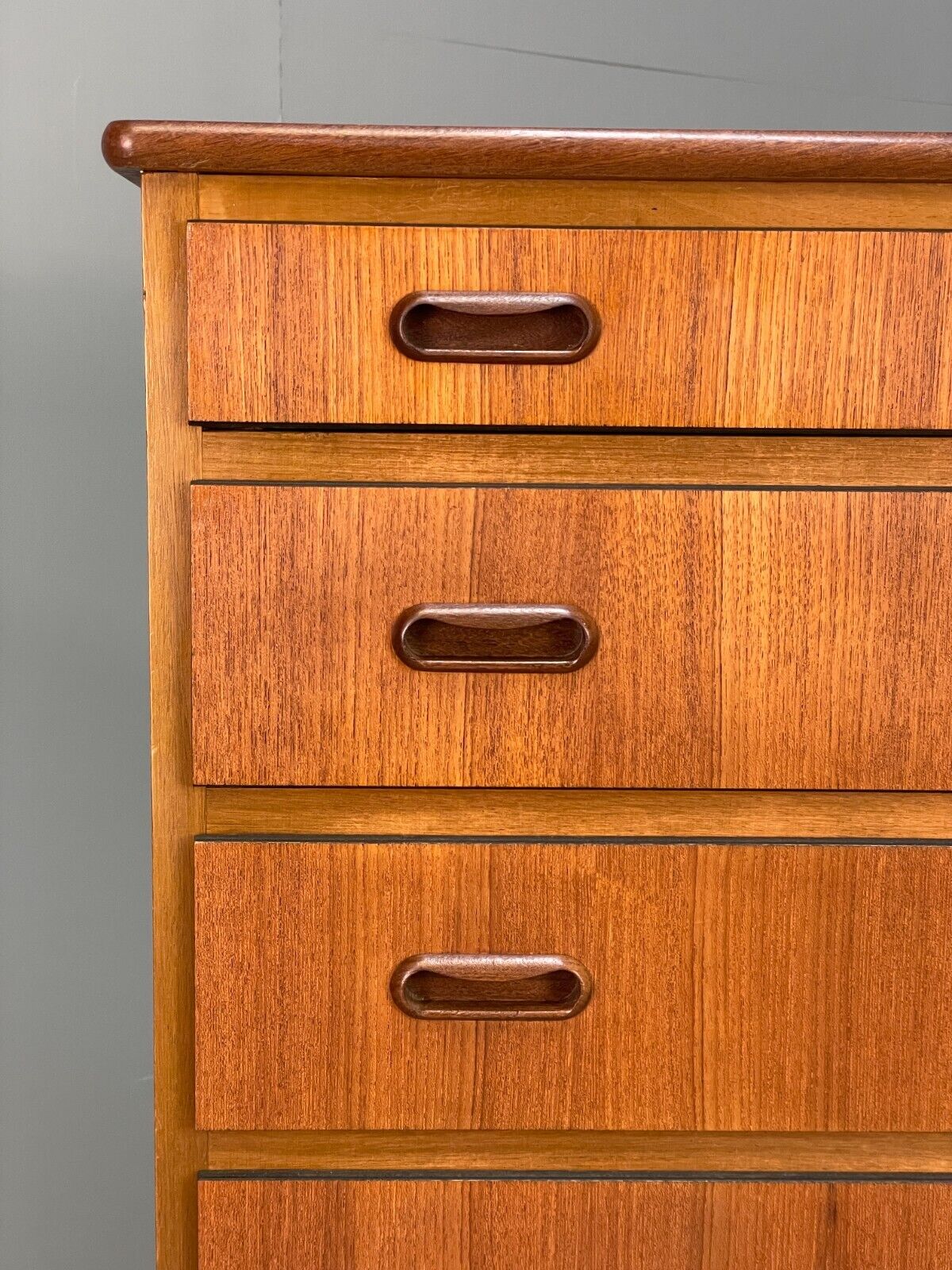 Vintage Danish Teak Chest Of Drawers Solid Handles Mid Century EB9117 MWOO - UKDK FURNITURE