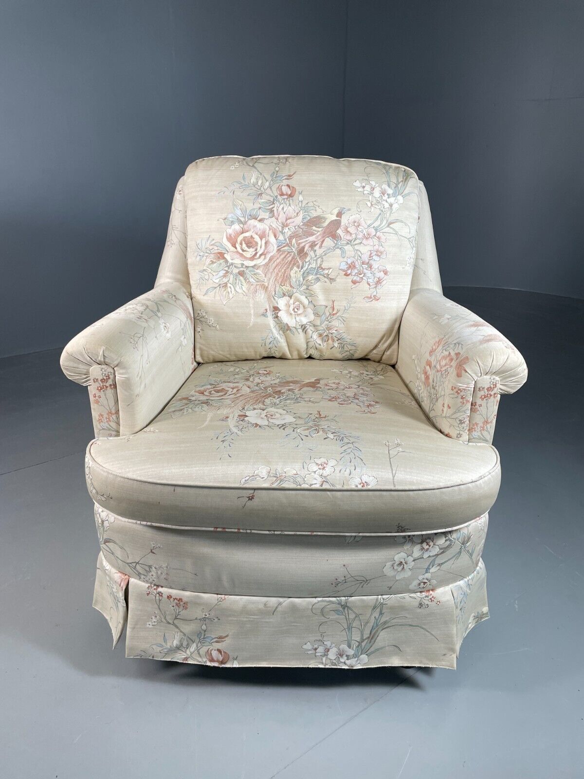 Vintage Danish Lounge Chair Floral Print Cotton 1970s Retro EB6605 VCLO - UKDK FURNITURE