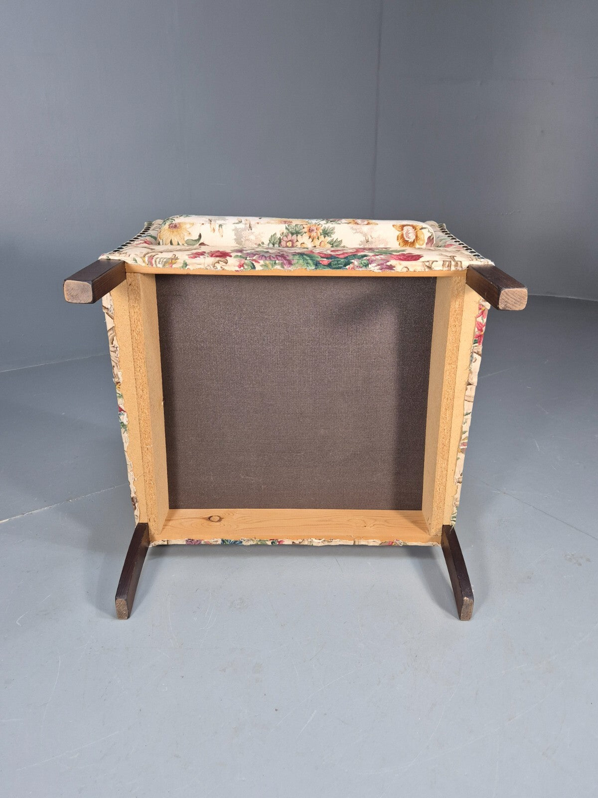 Vintage Danish Lounge Chair Floral Cotton Upholstery 1970s Retro EB07869 MNOR - UKDK FURNITURE