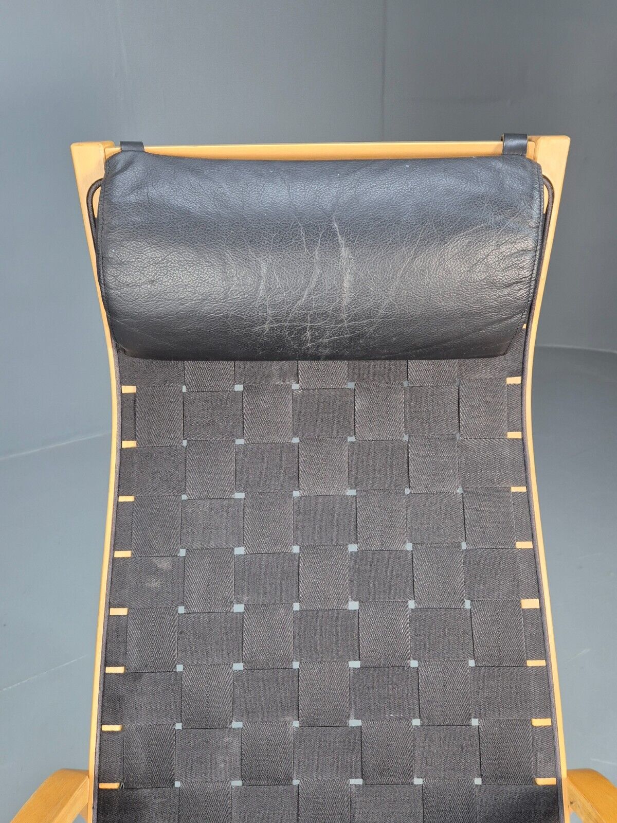 Vintage Danish Lounge Chair Black Canvas Bentwood Aalto Style Retro EB8516 MBEN - UKDK FURNITURE