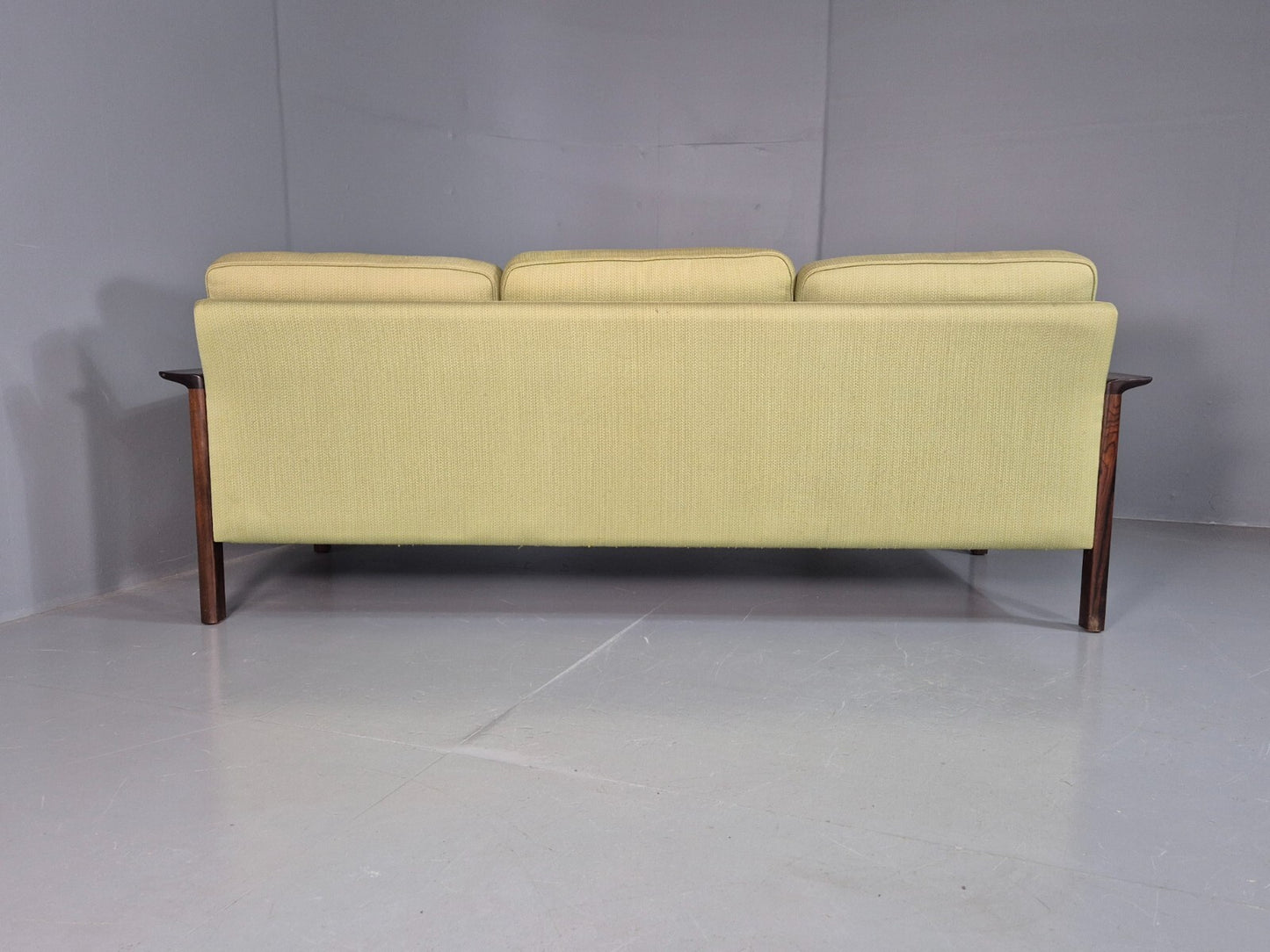 Vintage Midcentury Danish Three Seat Green Sofa Rosewood EB7741 M3SS - UKDK FURNITURE