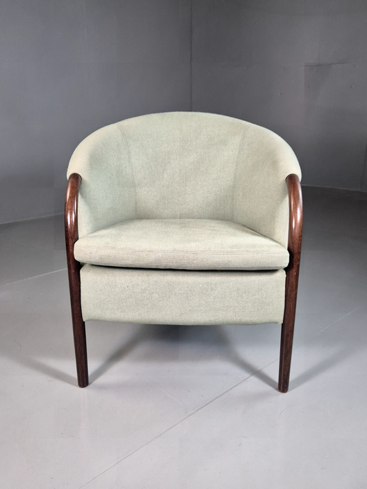 Vintage Danish Lounge Chair Green Faux Suede Stouby 1980s MCM Retro EB7185 MNOR - UKDK FURNITURE