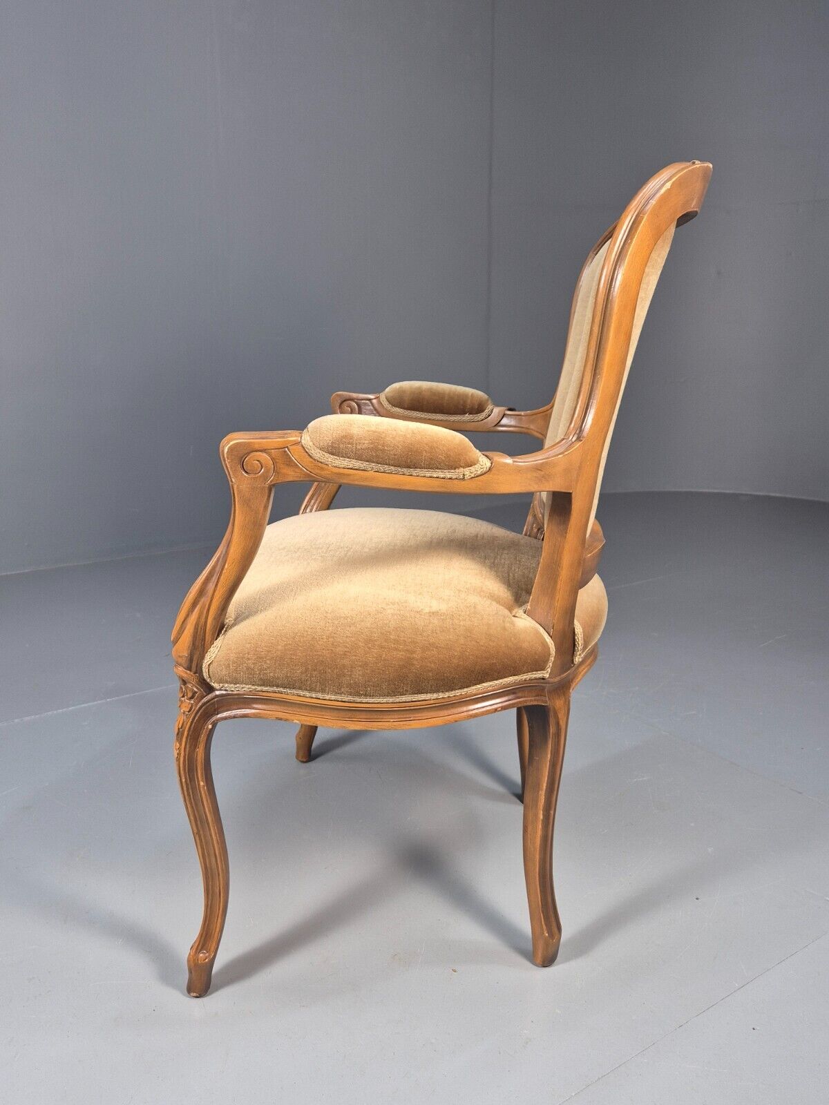 Vintage Danish Lounge Chair Gold Velour Antique French Style EB8993 VCLO - UKDK FURNITURE
