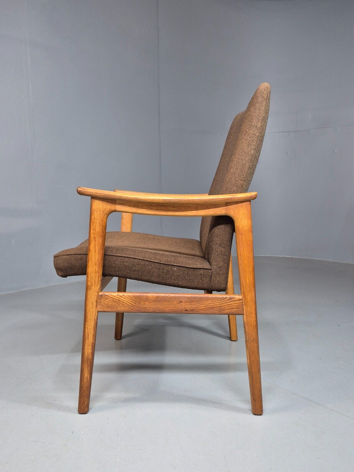 Vintage Danish Elbow Chair Green Wool Oak Hong Kirkegaard Retro MCM EB8271 MDIN - UKDK FURNITURE