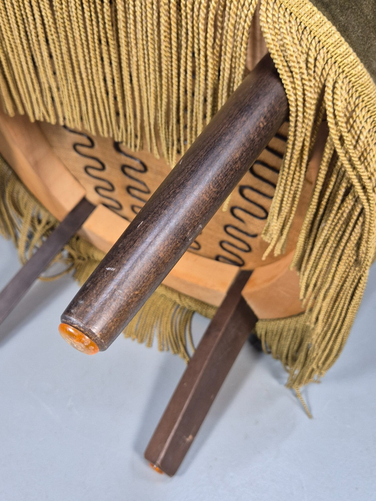Vintage Danish Cocktail or Bedroom Chair Tassels and Stripes 1950s EB9604 VCLO - UKDK FURNITURE