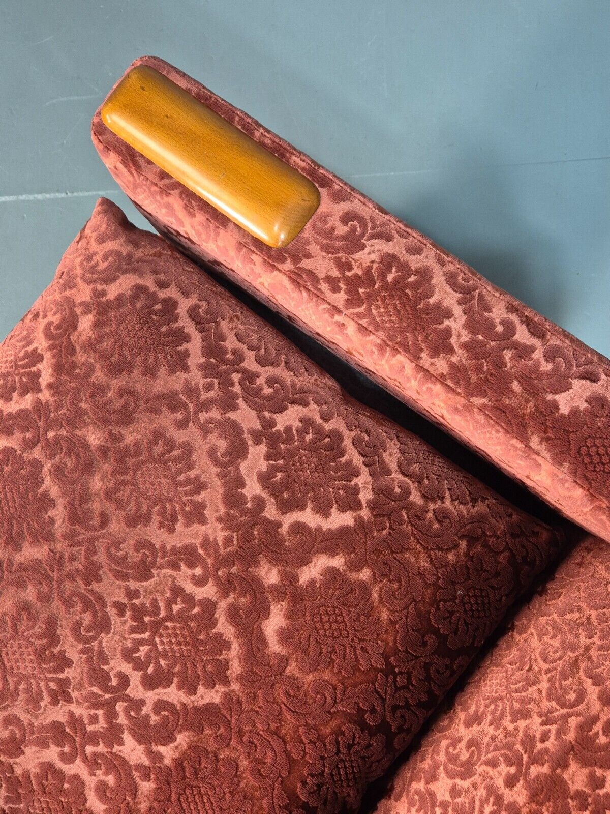 Vintage Swedish Lounge Chair Purple Moquette Teak Paws 1960s Retro EB7891 MNOR - UKDK FURNITURE