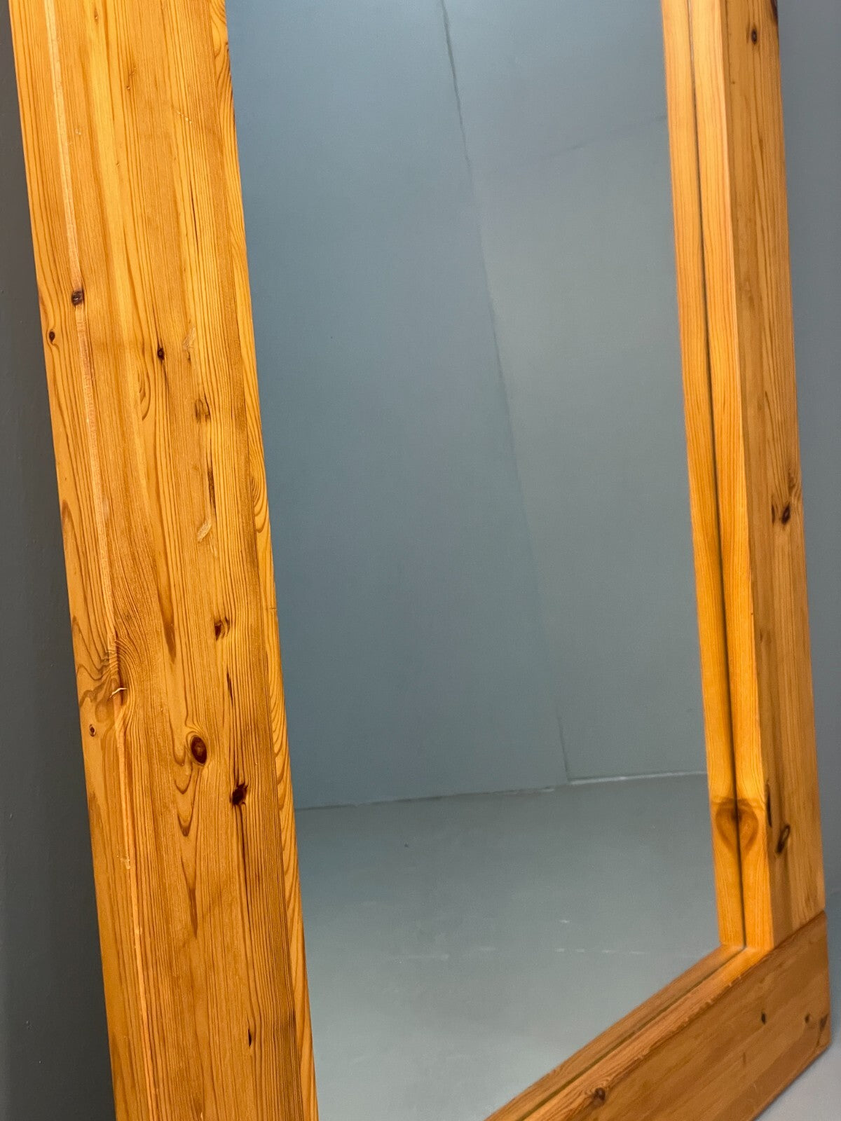 Vintage Danish Large Solid Pine Rectangular Mirror EB8411 MWOO - UKDK FURNITURE