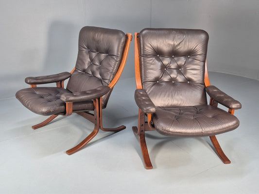 2 vintage Bentwood Leather `lounge Chairs Norway Jon Hjortdal 1970s EB9257 MBEN - UKDK FURNITURE