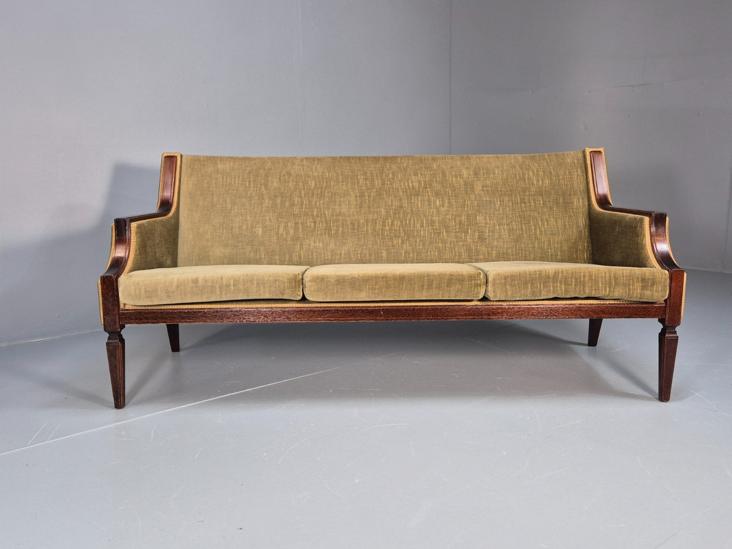 Antique Danish Empire Style Sofa Mahogany and Green velour EB9662 V3SS - UKDK FURNITURE