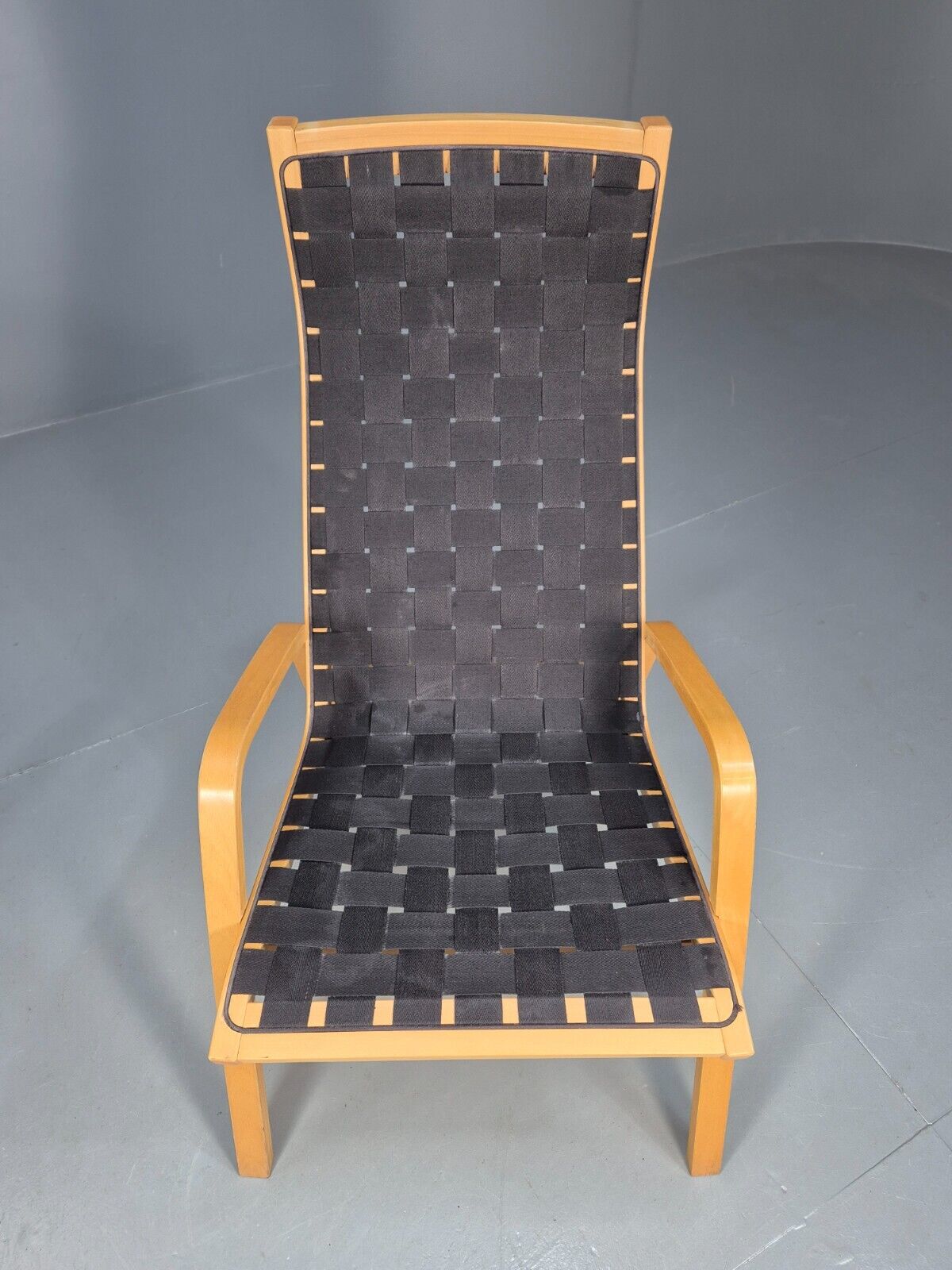 Vintage Danish Lounge Chair Black Canvas Bentwood Aalto Style Retro EB8516 MBEN - UKDK FURNITURE