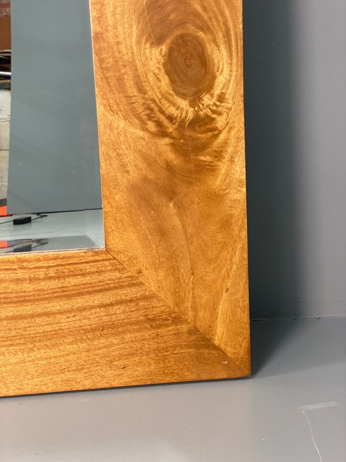 Large Rectangular Wall Mirror In A Satin Birch Wood EB8390 MWOO - UKDK FURNITURE