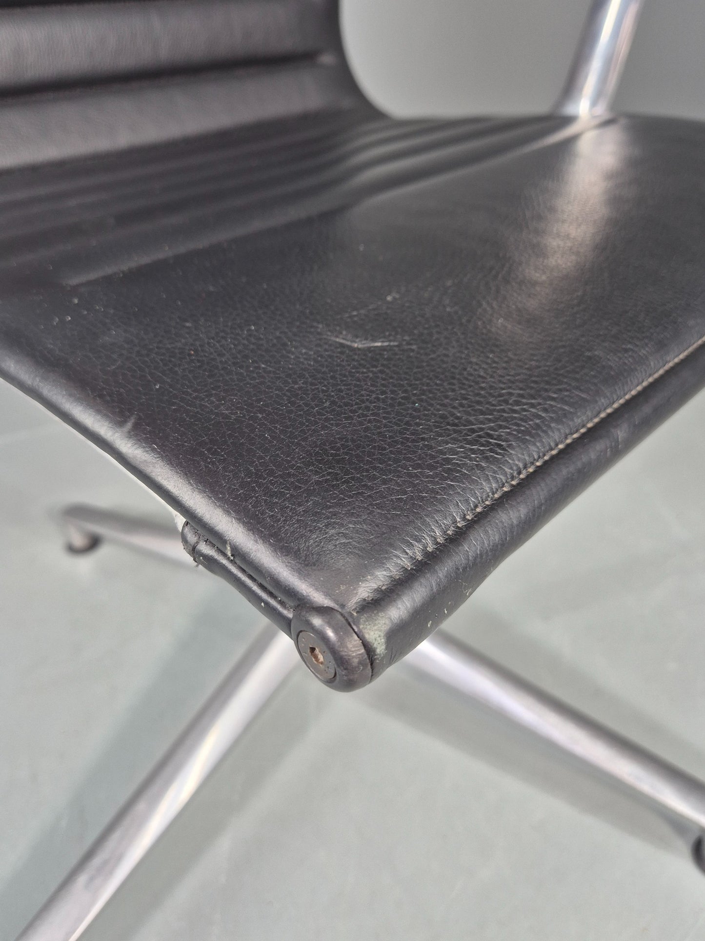 Vintage ICF Eames Style Office Chair Leather and Aluminium EB12241