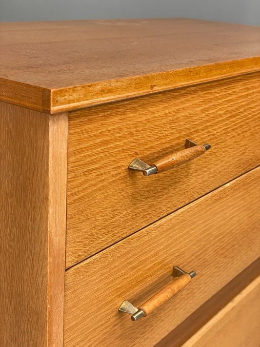 Vintage Chest Of Drawers By Lebus 1960s Oak Veneer Retro Mid Century EB12199