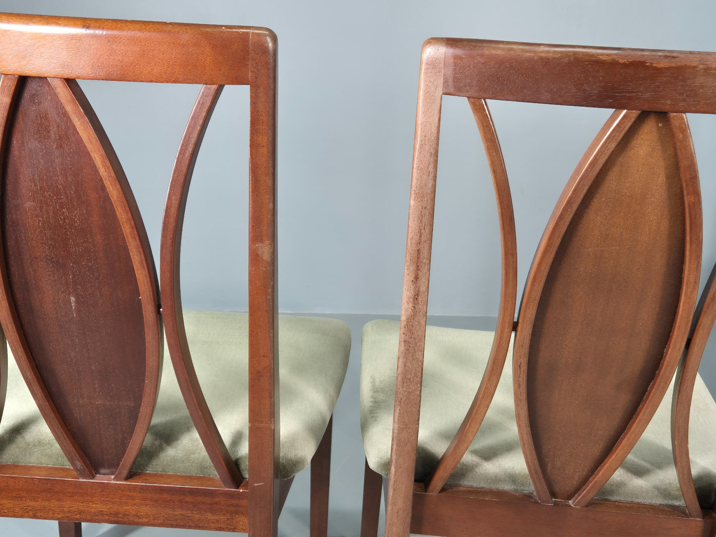 6 Vintage G Plan Teak Dining Chairs X Frame Green Seats 1970s Retro EB12260