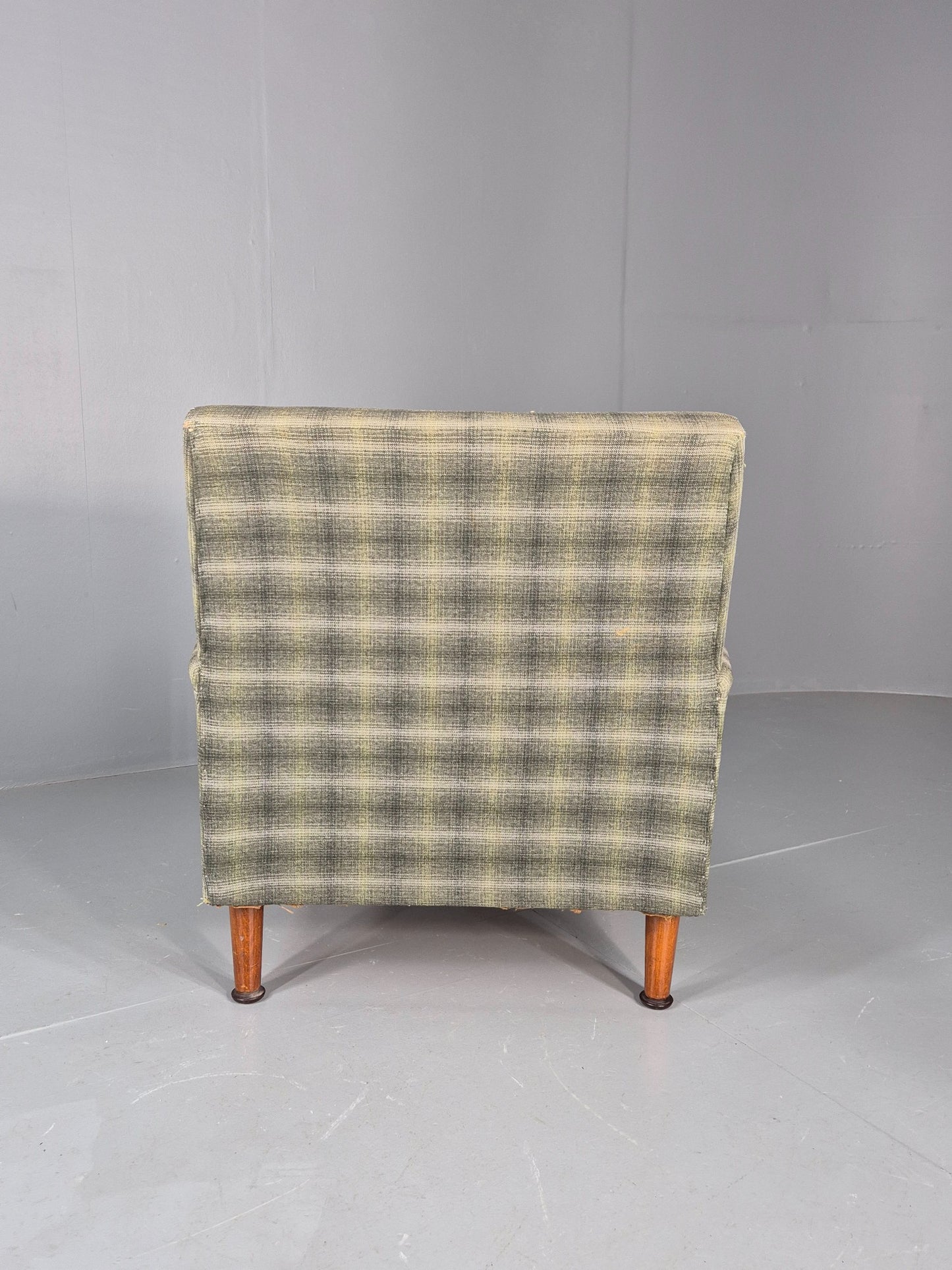 Vintage 1960s Retro Lounge Chair Green and Gold Upholstery EB11829