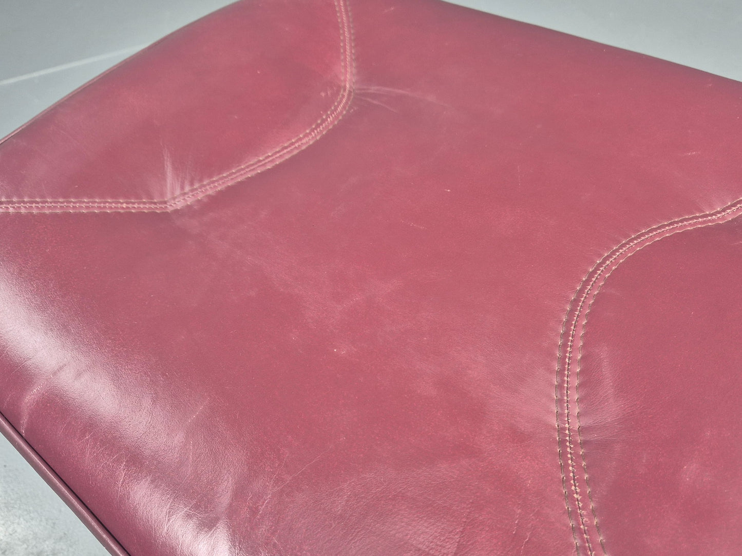 Vintage Stouby Swivel Footstool 1980s Burgundy Leather Bentwood Base EB12051