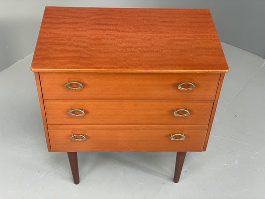 Vintage 1970s Bedside Cabinet Chest Of Drawers Cherry Wood Retro EB12296