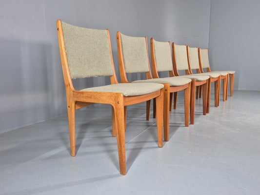 6 Vintage Johannes Dining Chairs Teak Frame 1970s Danish Retro New Seats EB12166