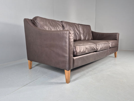 Vintage Scandinavian Style 3 Seat Sofa Sofa.com Brand Brown Leather EB12307