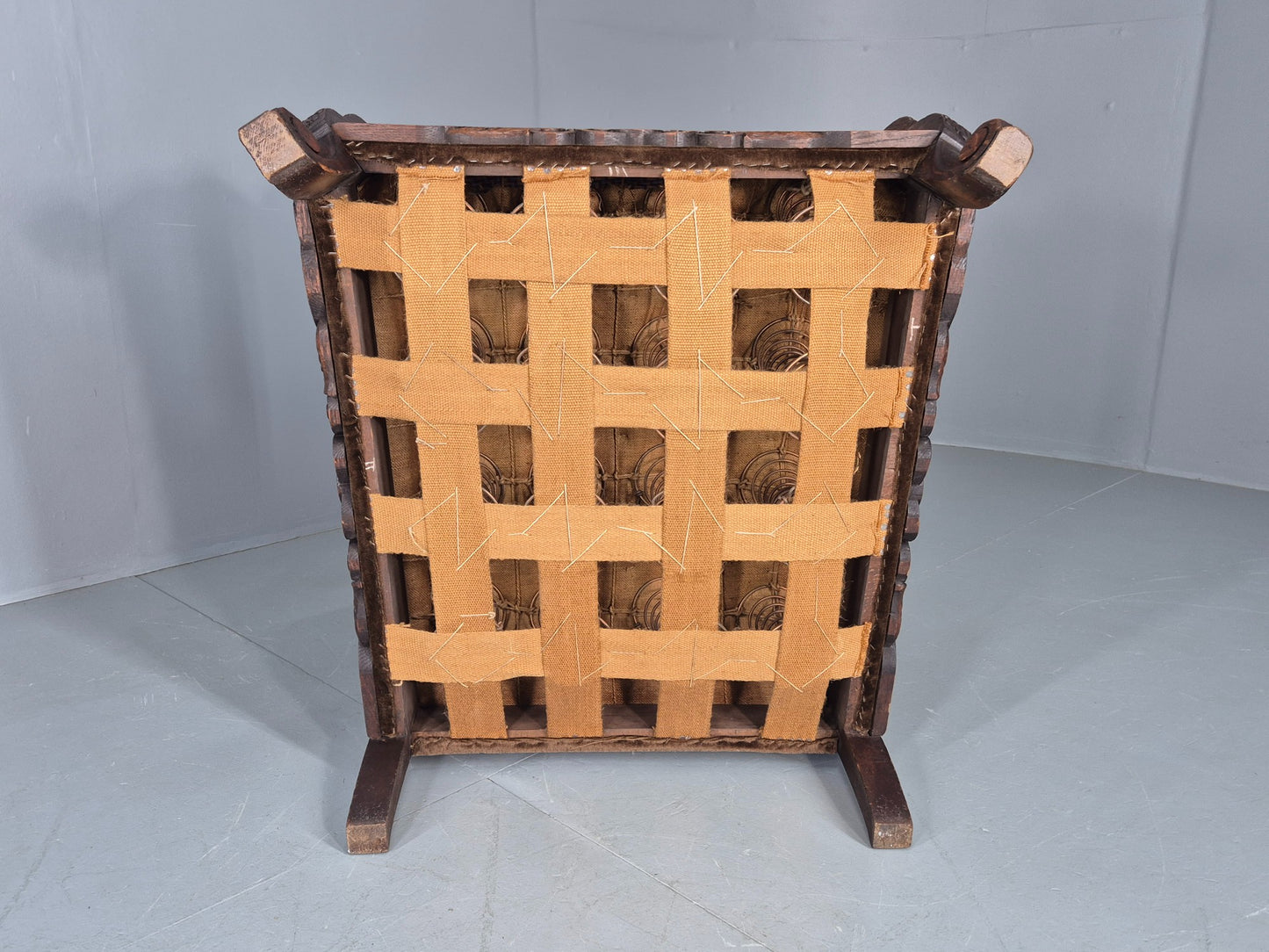 Vintage Danish Oak Lounge Chair Antique Bergere Carving Baroque 1920s EB12677