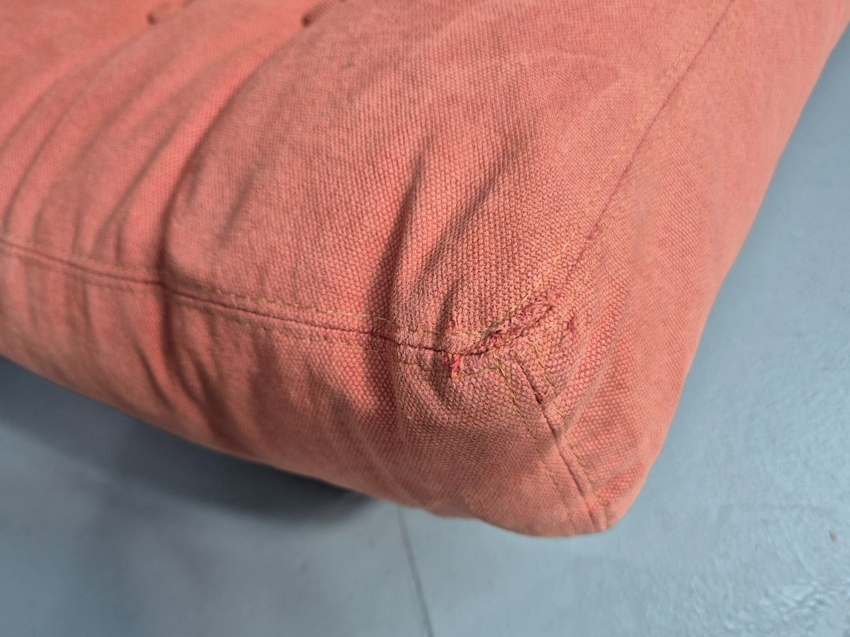 Vintage Stouby Stick Back 2 Seater Sofa Beech Frame Orange Peach 1990s EB12834
