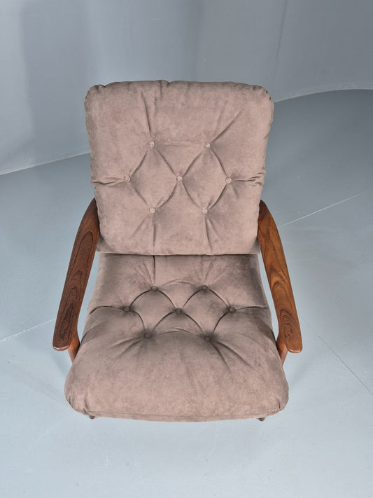 Vintage Guy Rogers New Yorker Longe Chair New Upholstery 1970s Retro EB11958