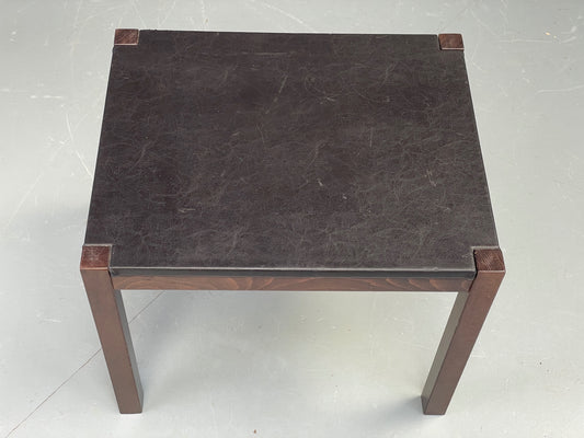 Vintage Danish Coffee Table Leather Topped Rectangular Dark Beech Wood EB12278
