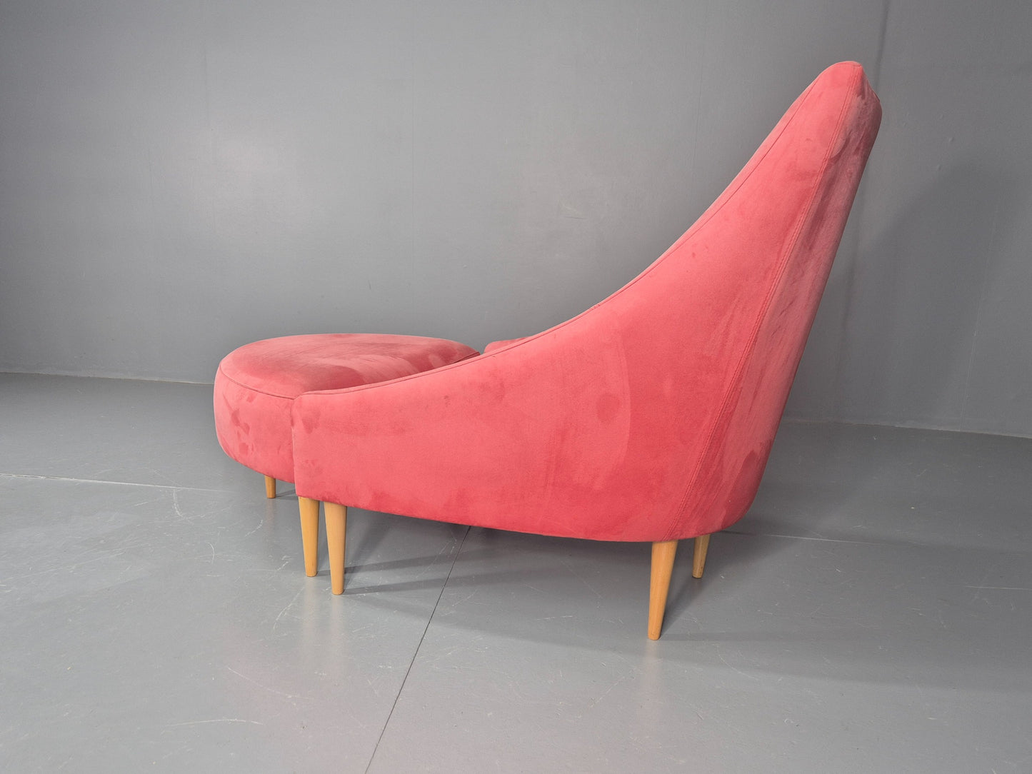 Vintage Silencio Chair and Footstool Pink Velvet Design Richard Ferrer EB11943