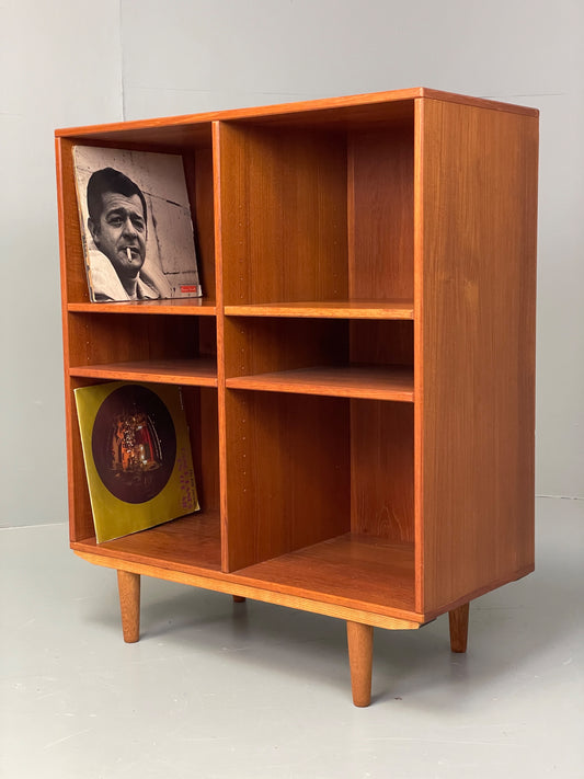 Vintage Danish Teak Bookcase Record Storage Mid Century Retro Shelving EB12966