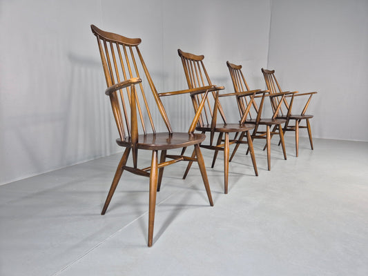 4 Ercol Goldsmith Elbow Carver Chairs 1960s Retro MCM Eb12592