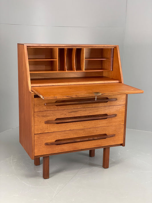 Vintage 1960s Teak Bureau Mid Century Drawers Writing Desk Retro Danish EB12219