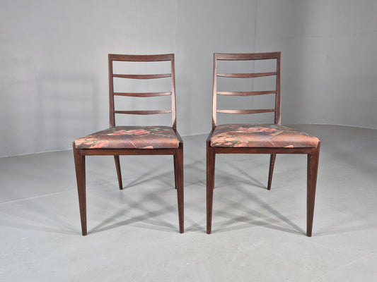 2 Vintage McIntosh Dining Chairs 1960s Retro Floral Upholstery EB12177