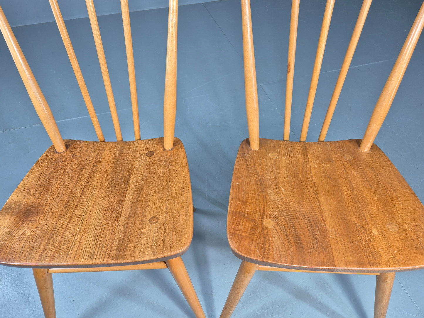 2 Vintage Ercol 391 Dining Chairs beech and Elm 1960s Retro EB12234