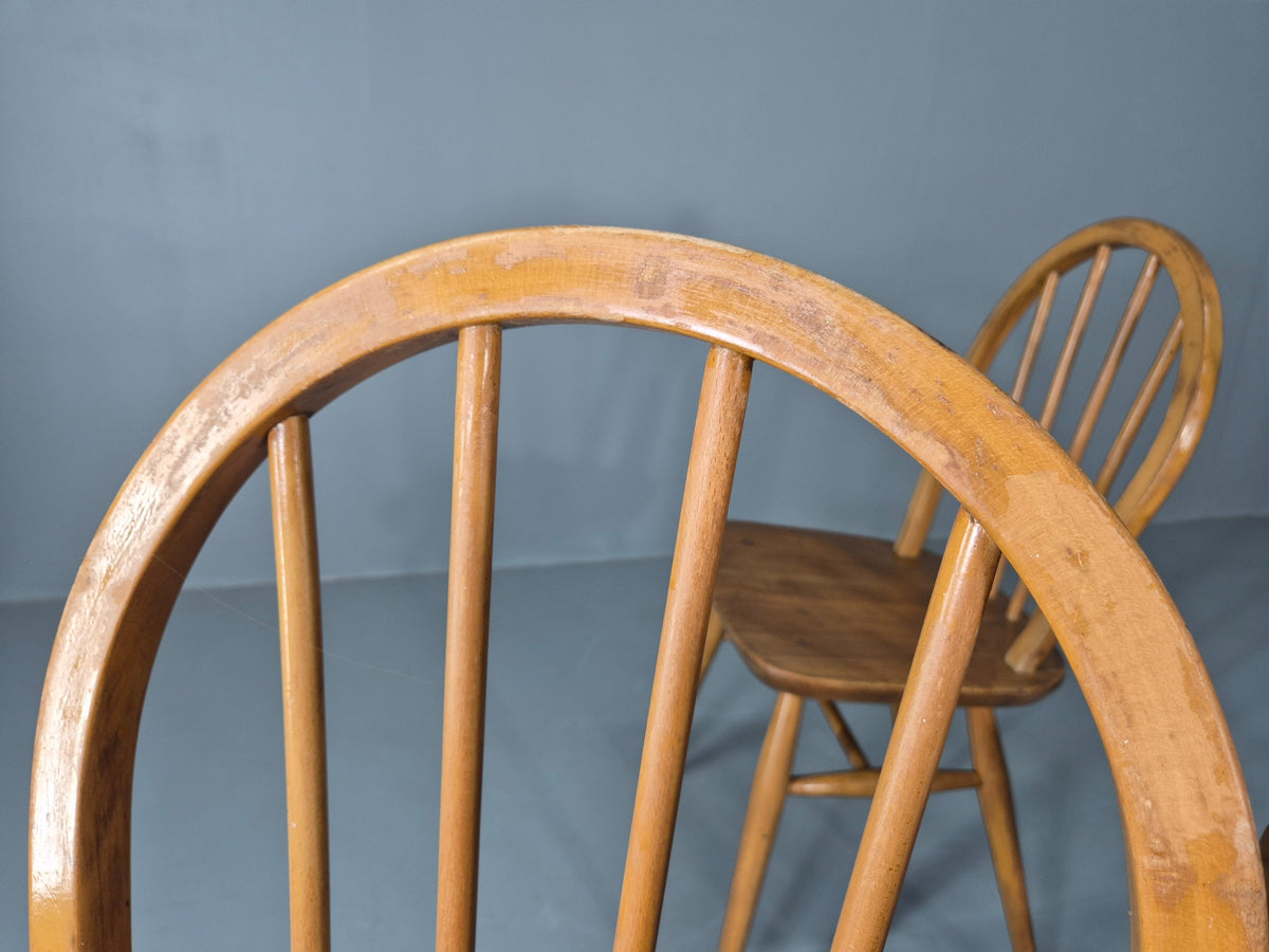 4 Ercol Windsor Chairs Elm and Beech 4 Stick Model 1960s Retro EB13051