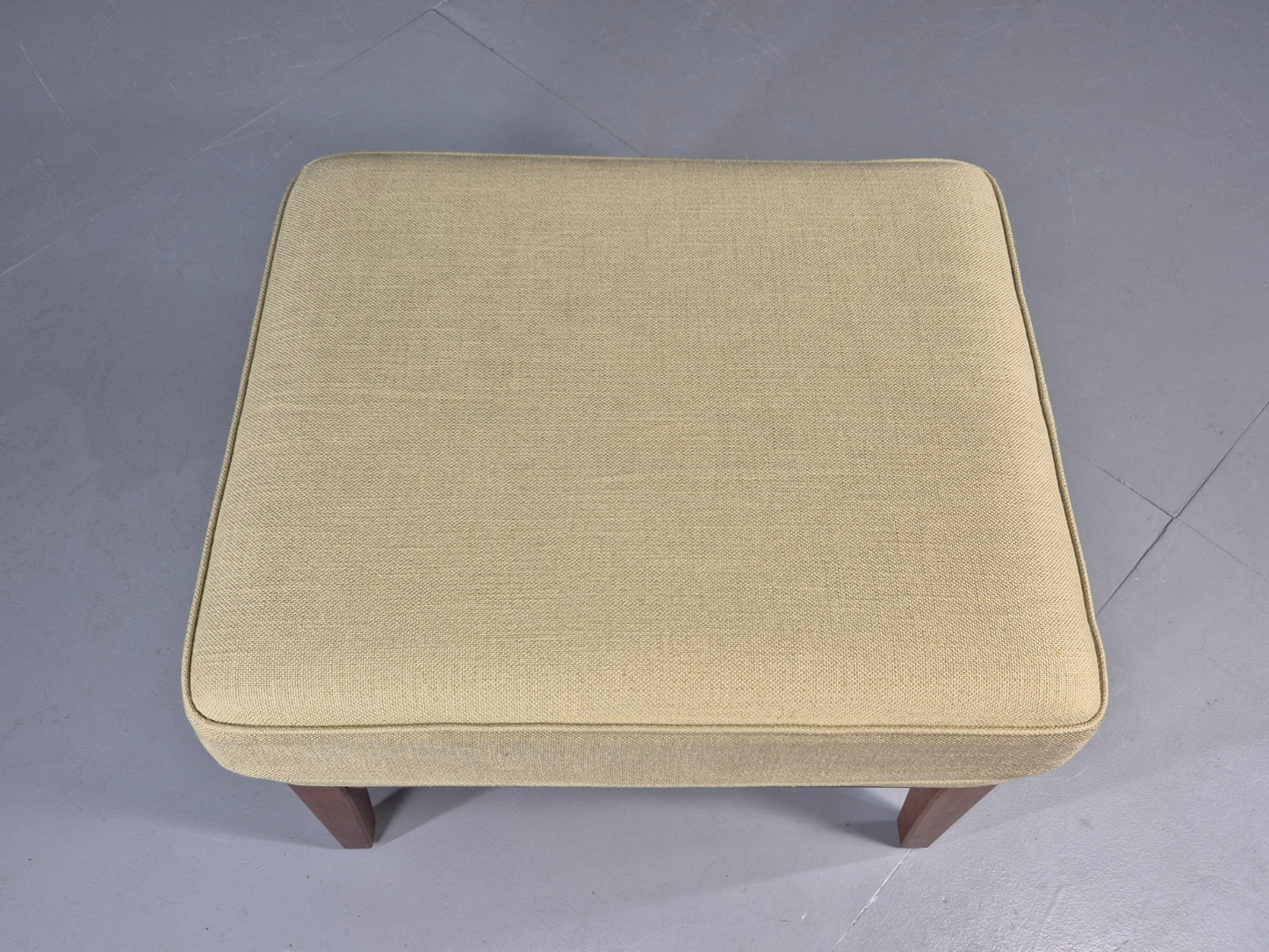 Vintage Mid Century Footstool Green Wool Teak Frame 1970s Retro EB12158