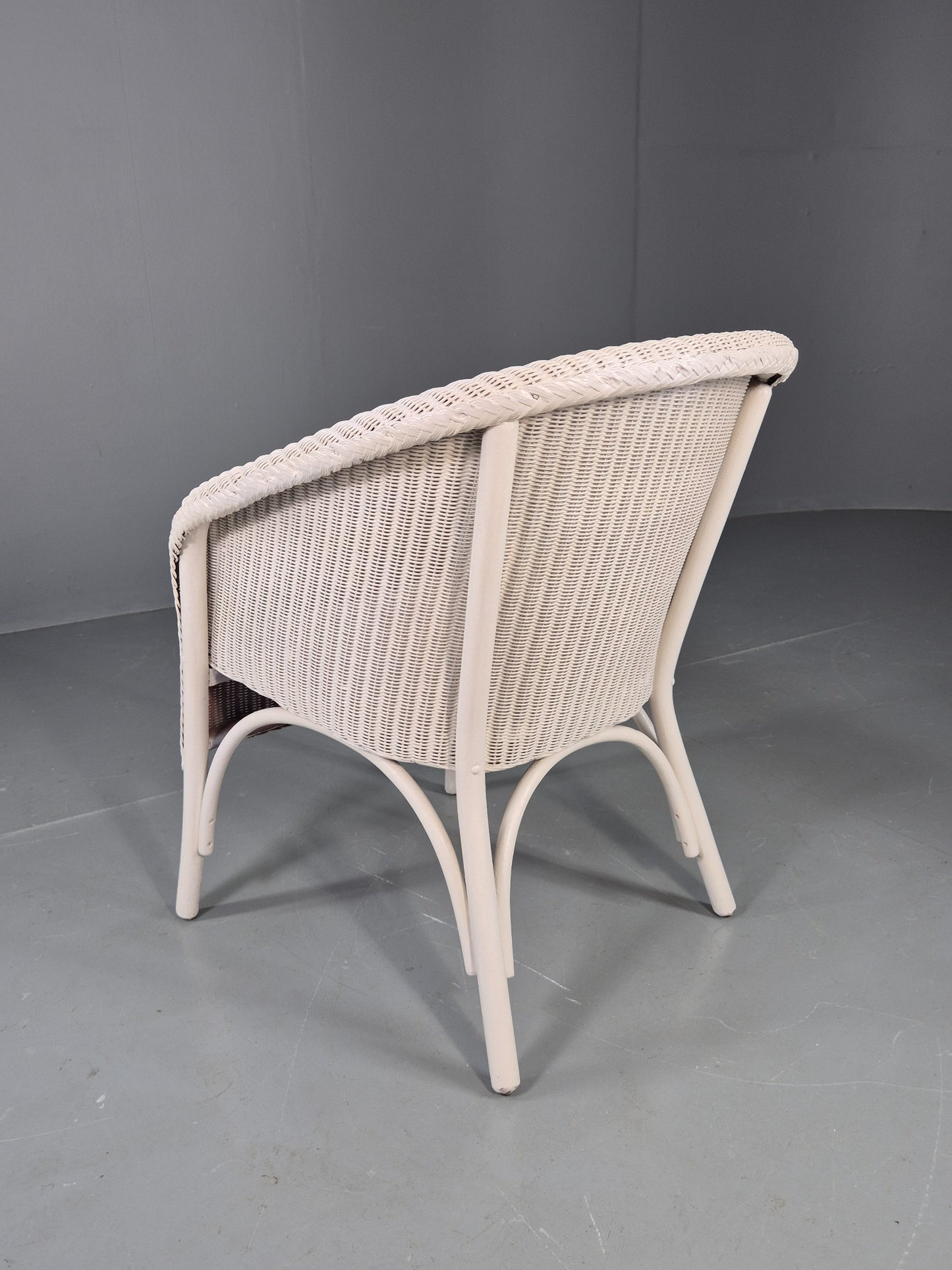 Vintage Lloyd Loom Tub Chair Lusty Brand white Painted 1930s Retro EB12548
