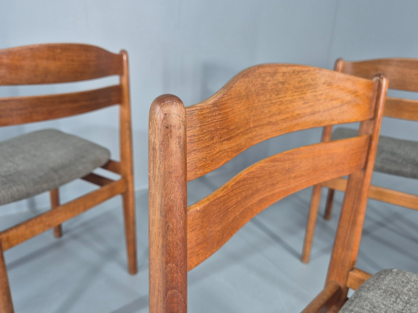 4 Vintage Danish Dining Chairs Teak Frames New Upholstery Boltinge 1970s EB12263