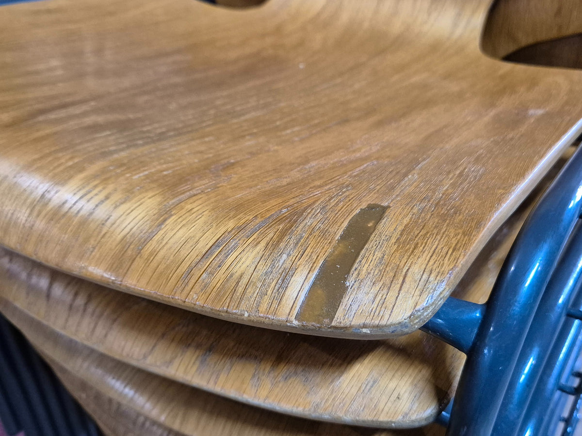 10 Vintage Stacking Chairs Industrial Danish Design Bent Ply Retro MCM EB12658