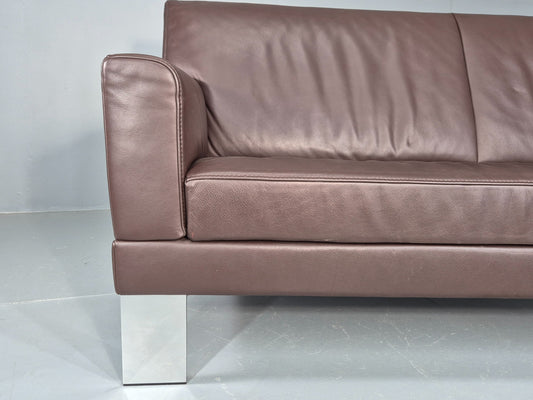 Vintage 3 seater Sofa Large brown leather Jori Brand 1980s Retro EB11916