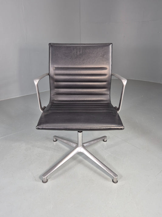 Vintage ICF Eames Style Office Chair Leather and Aluminium EB12242