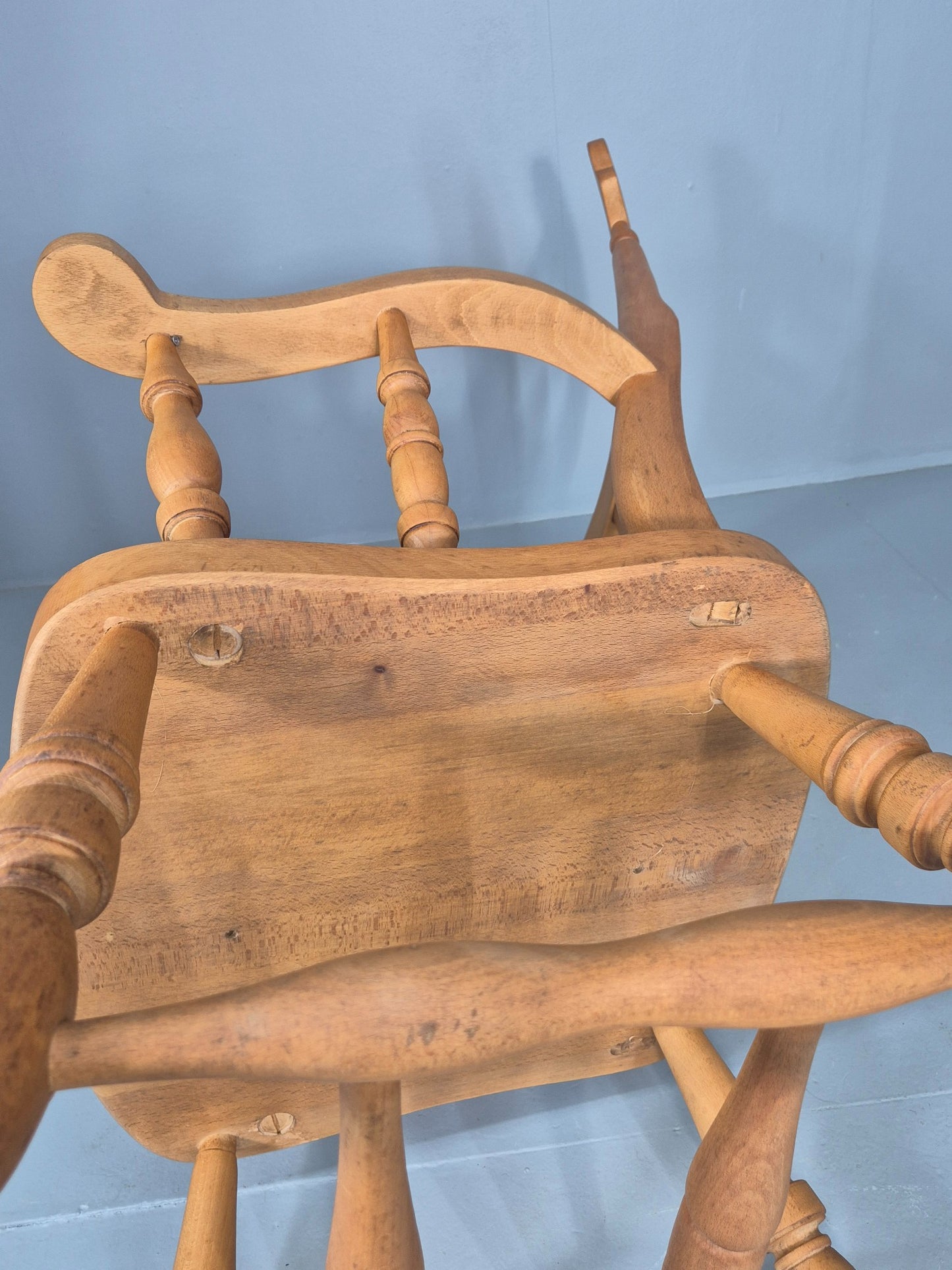 Vintage Traditional Farmhouse Rocking Chair 1970s Cottage Style Beech EB12473