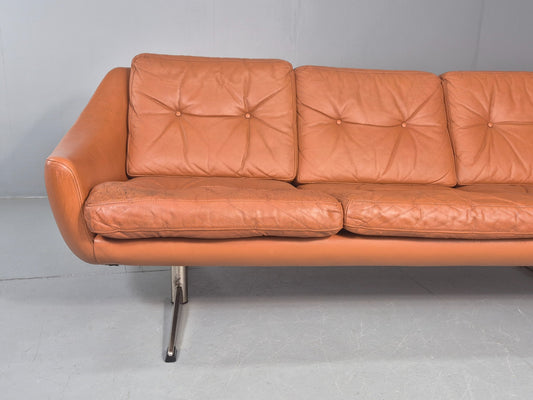 Vintage 3 Seater Sofa Tan Leather Danish 1960s Edmund Jorgensen Design EB12226