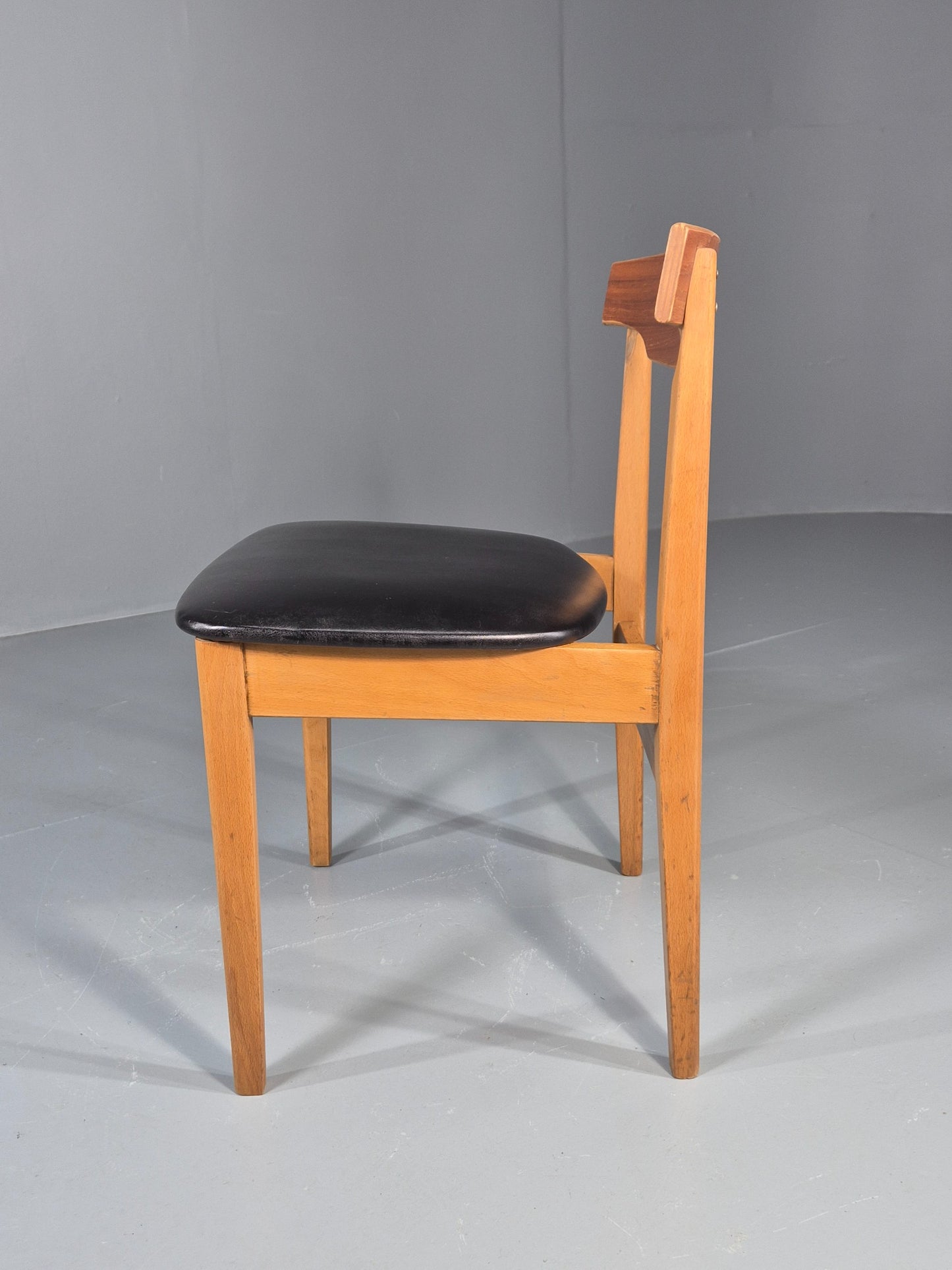 Vintage Teak Dining Chair 1960s Retro Mid Century Vinyl Seat EB11759