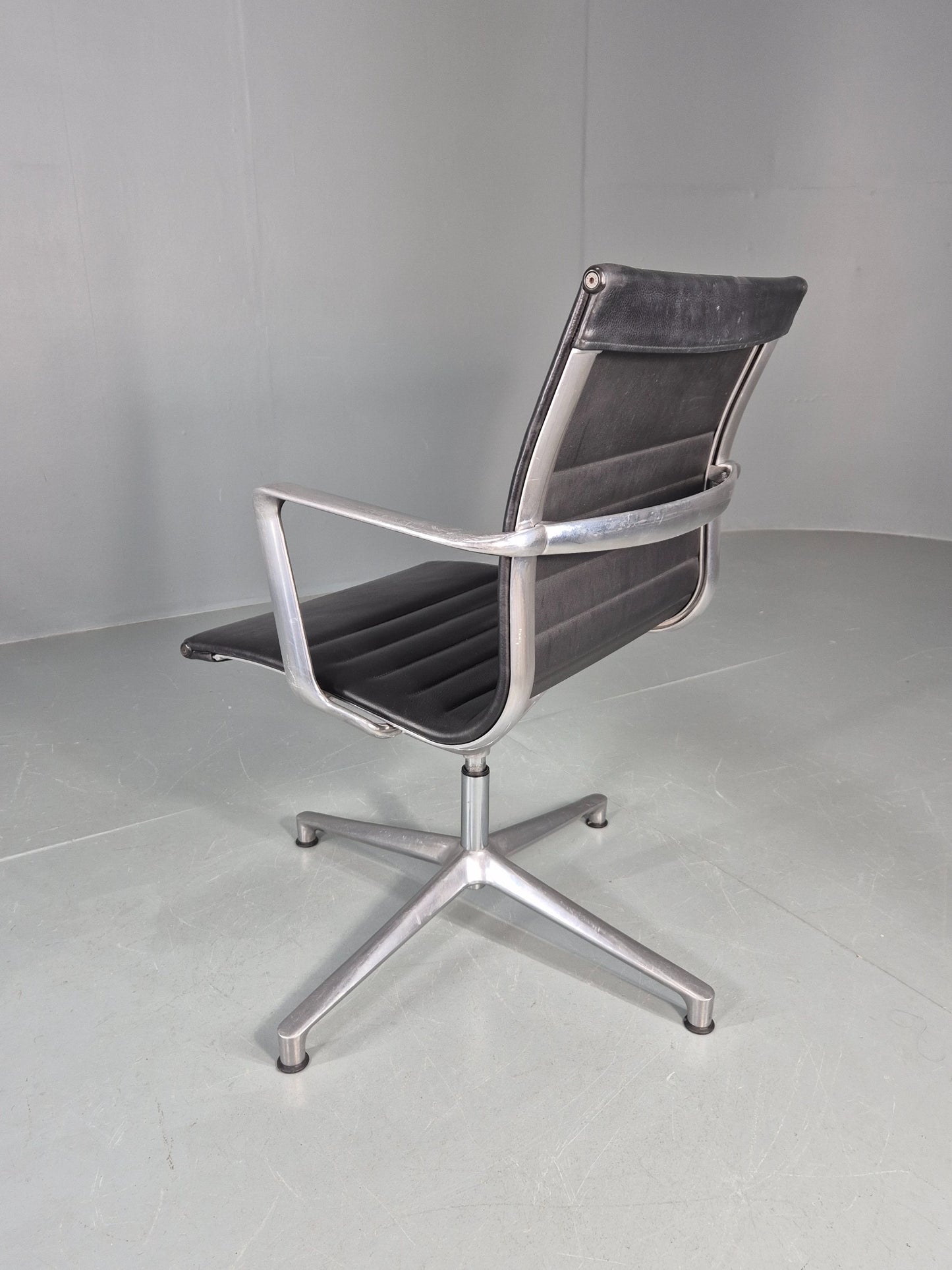 Vintage ICF Eames Style Office Chair Leather and Aluminium EB12240