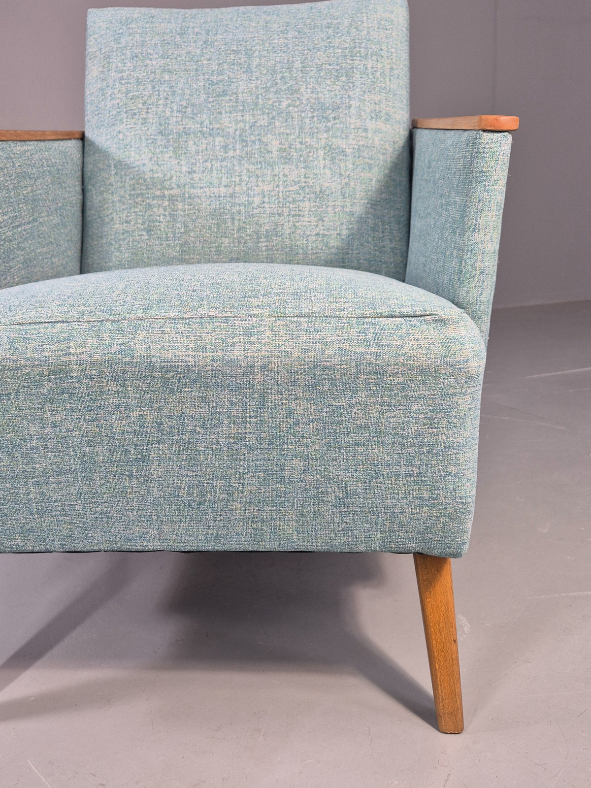 Mid Century Style Lounge Chair Newly Upholstered in Blue Retro EB9981