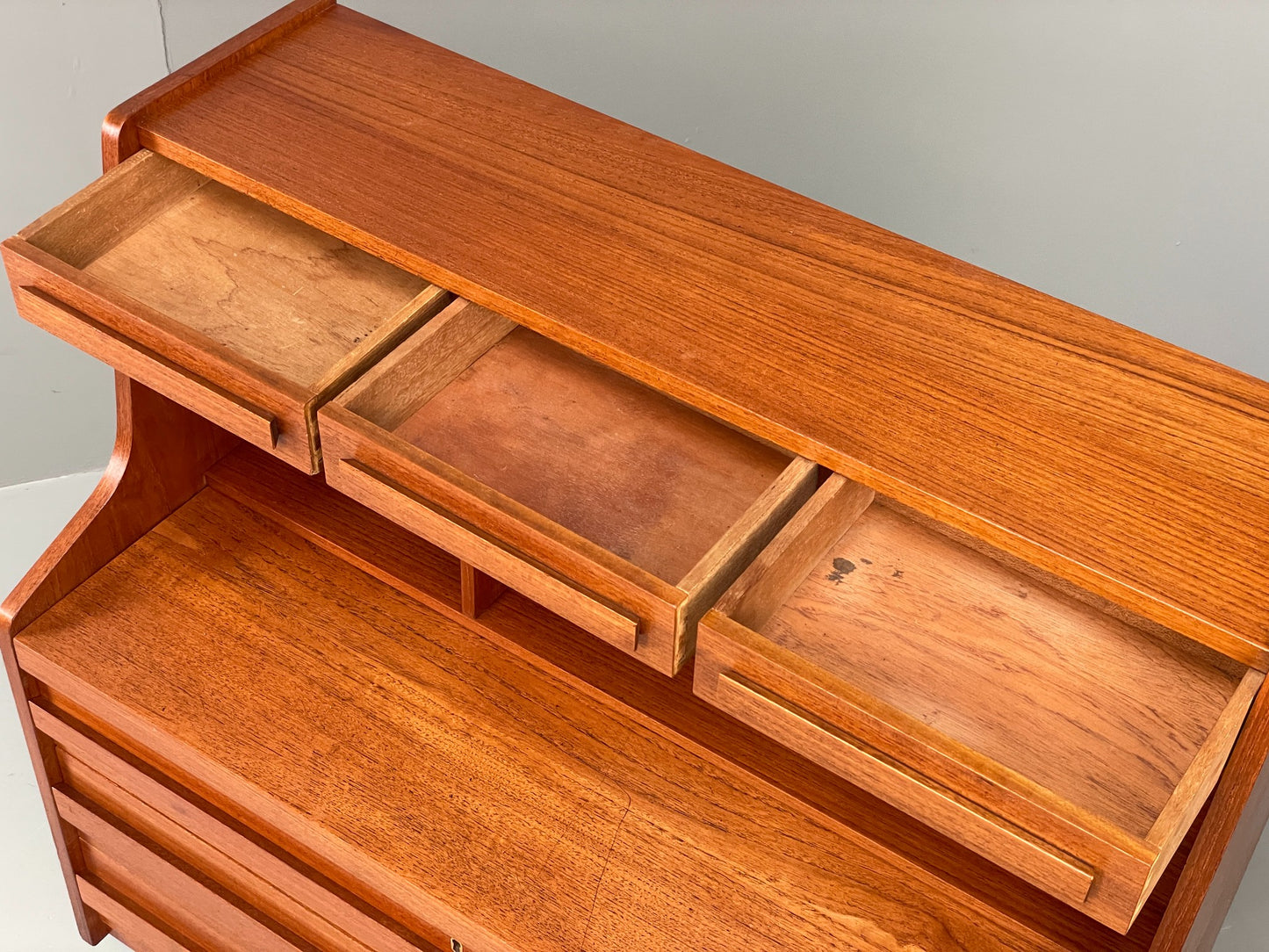 Vintage Teak Bureau Desk By Reoval 1960s Danish Mid Century Drawers EB12367