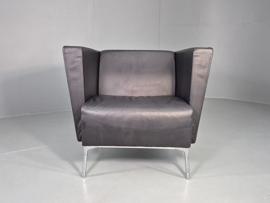 Vintage Leather Armchair Chrome Base Modern Design Orangebox Dee-01 EB12568