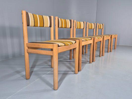 5 Vintage Mid Century Danish Dining Chairs Beech Oak 1970s Retro EB12150